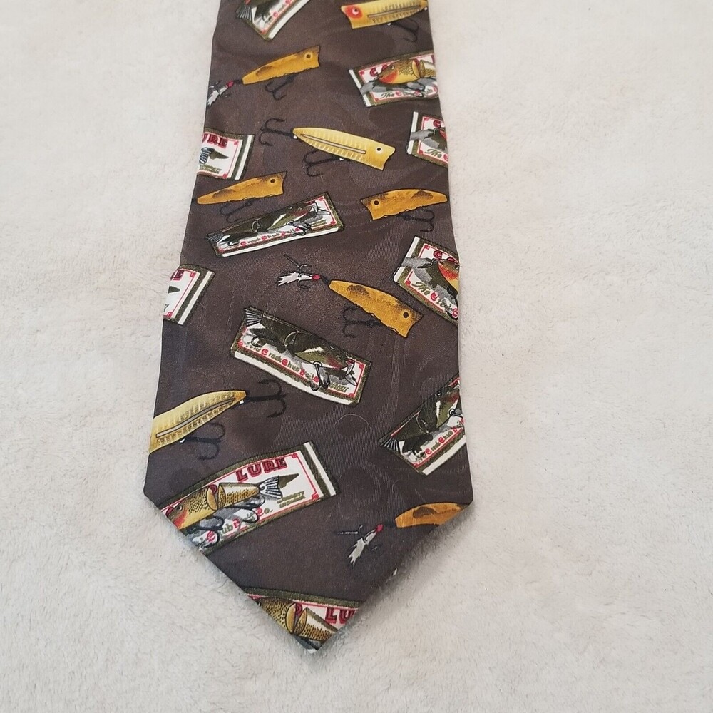 Lake & Trail Mens Tie Necktie Fishing Lures Polyester 57x4 Short Fathers Day